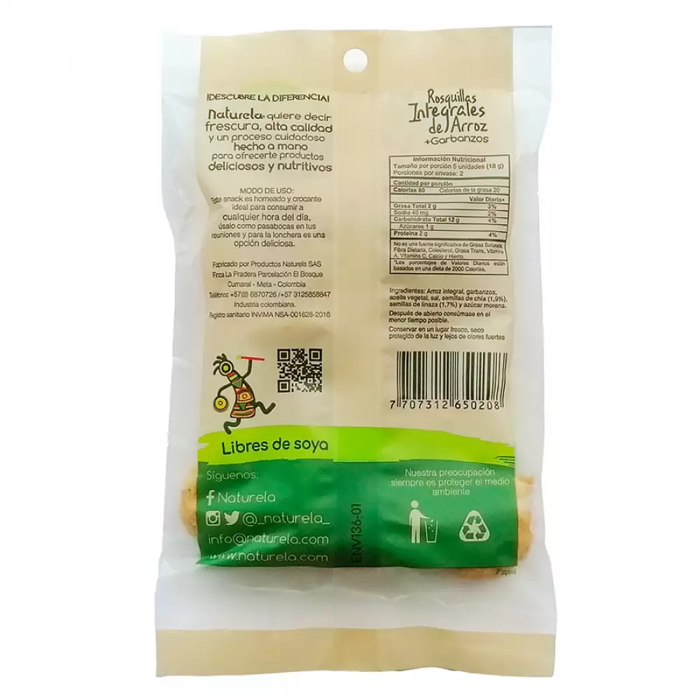 Rosquillas Naturela 50208 X40 Gr Integralese Arroz Veganas + Garba