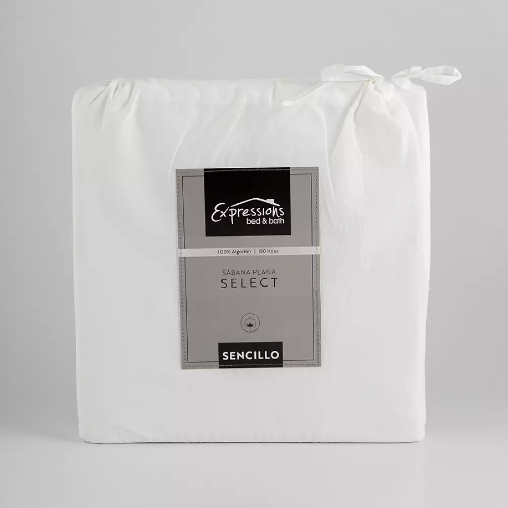 Sabana Plana Expressions 150H Sencillo Blanco 100% Algodon Sflatc