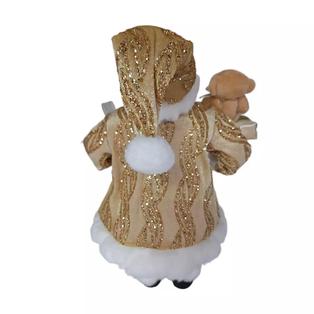 Santa De Pie Expressions Con Oso 20X30 Cm Dorado Poliéster Gs02A02