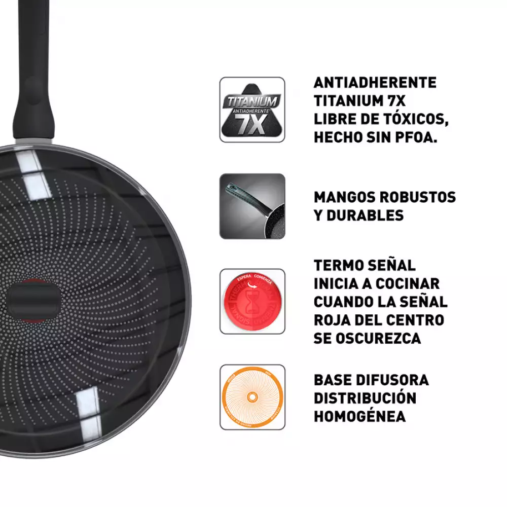 Sarten Con Tapa Imusa Hardtitan 30Cm Negro Antiadherente 5861034642