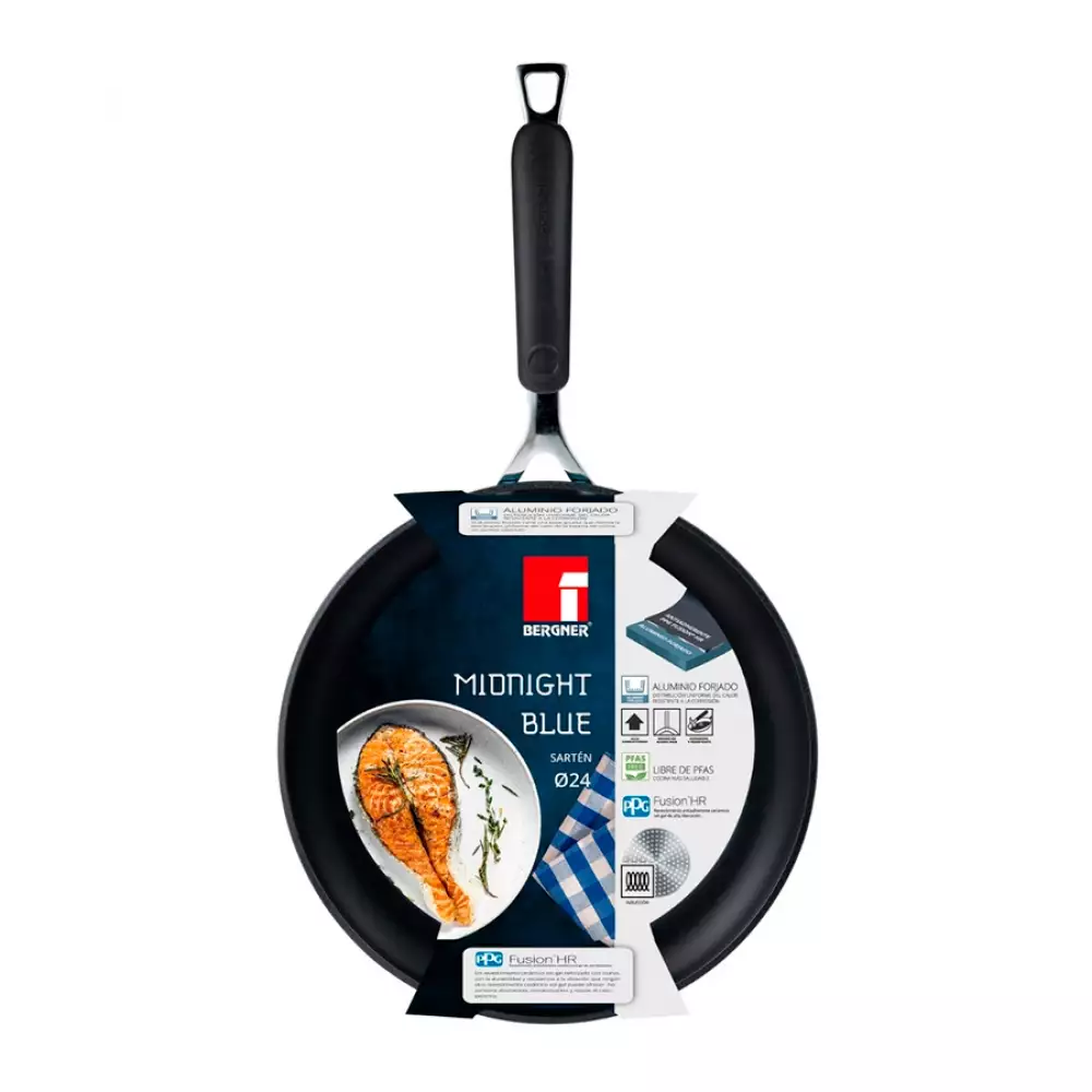 Sarten Bergner 24Cm Azul Aluminio Forjado Bg30502Blk