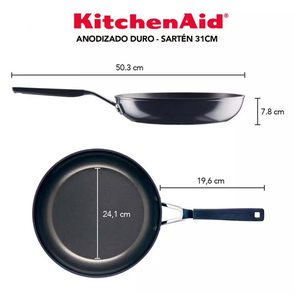 Sarten Kitchenaid 31 Cm Negro Aluminio Anodizado 84802