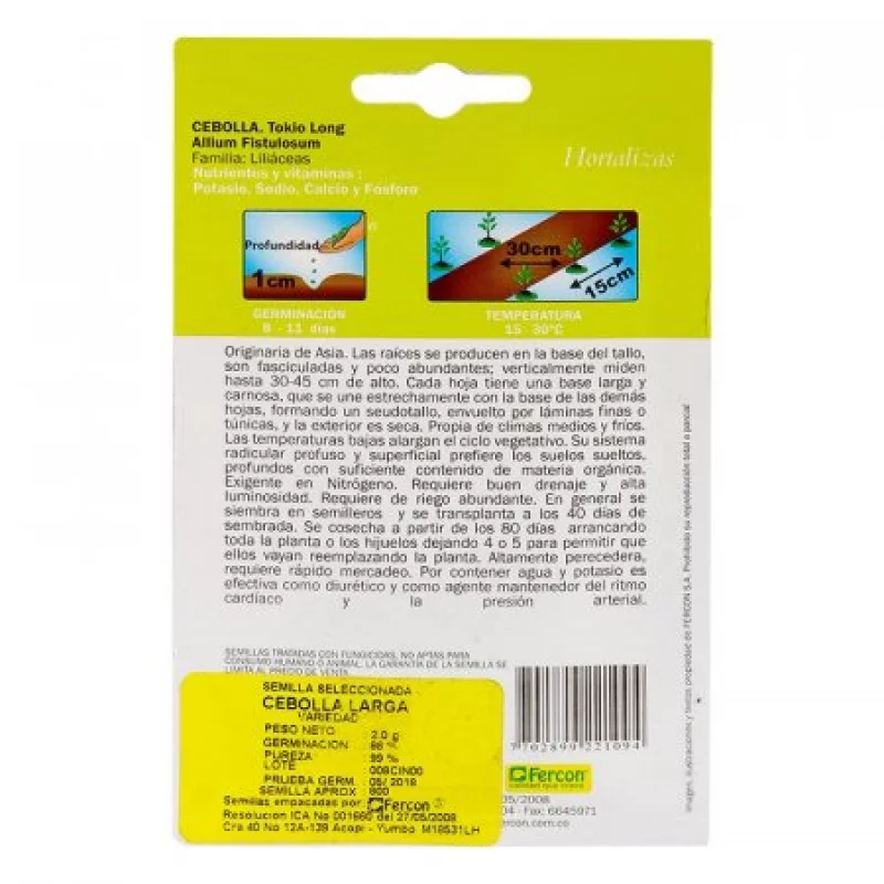 Semilla Fercon 2210009 Hortaliza Cebolla Larga