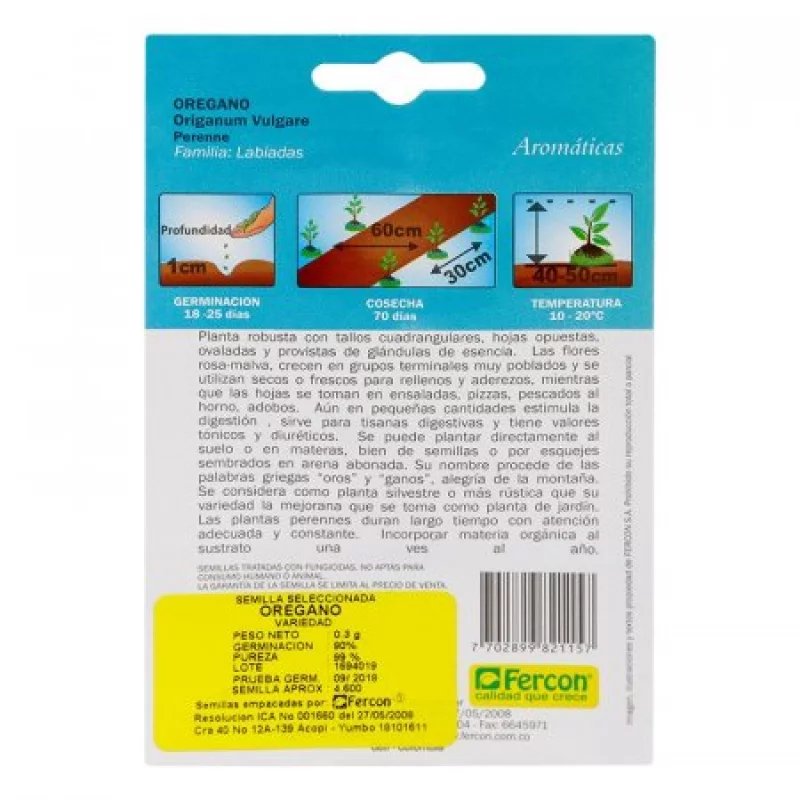 Semilla Fercon 2342115 Aromatica Oregano