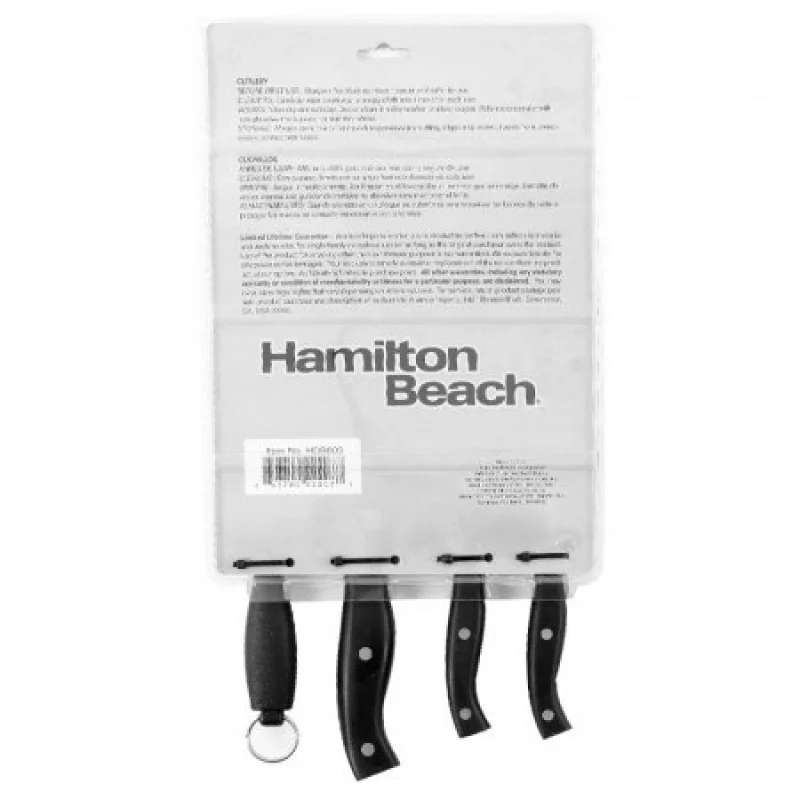 Set De 4 Cuchillos Hamilton Beach Negro Con Gris