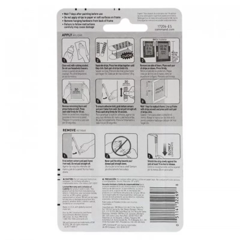 Set De 4 Pares De Sujeta Cuadros Grandes Command 3M -Blanco