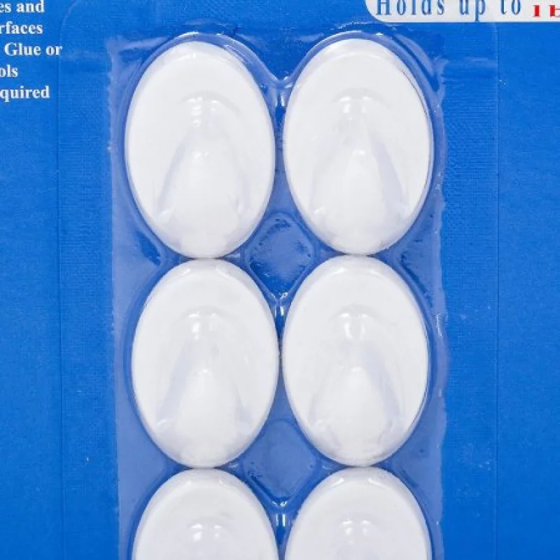 Set de 6 Ganchos Adhesivos Ovalados Bestvalue F01450-Blanco