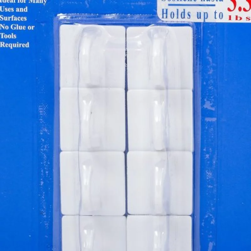 Set De 8 Ganchos Adhesivos Cuadrados Bestvalue F01460-Blanco