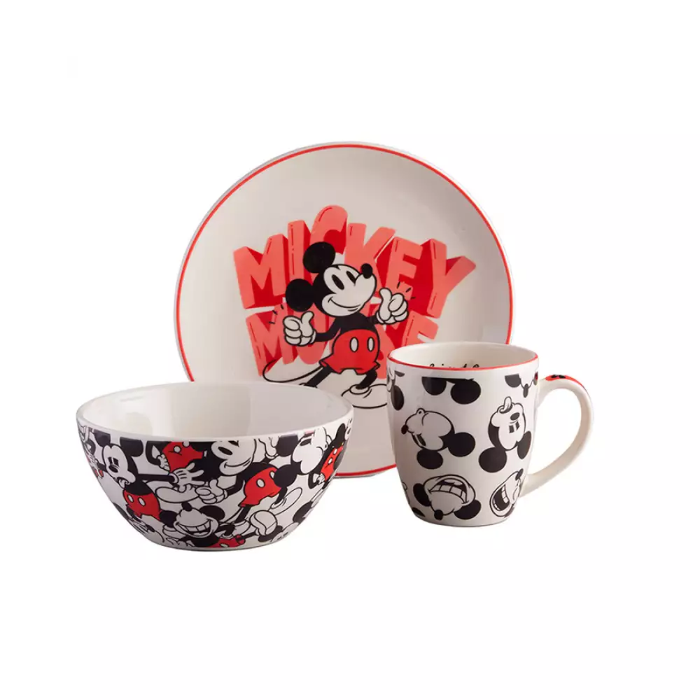 Set De Desayuno Corona Mickey Multicolor 3 Pz Ceramica Sl11321 1
