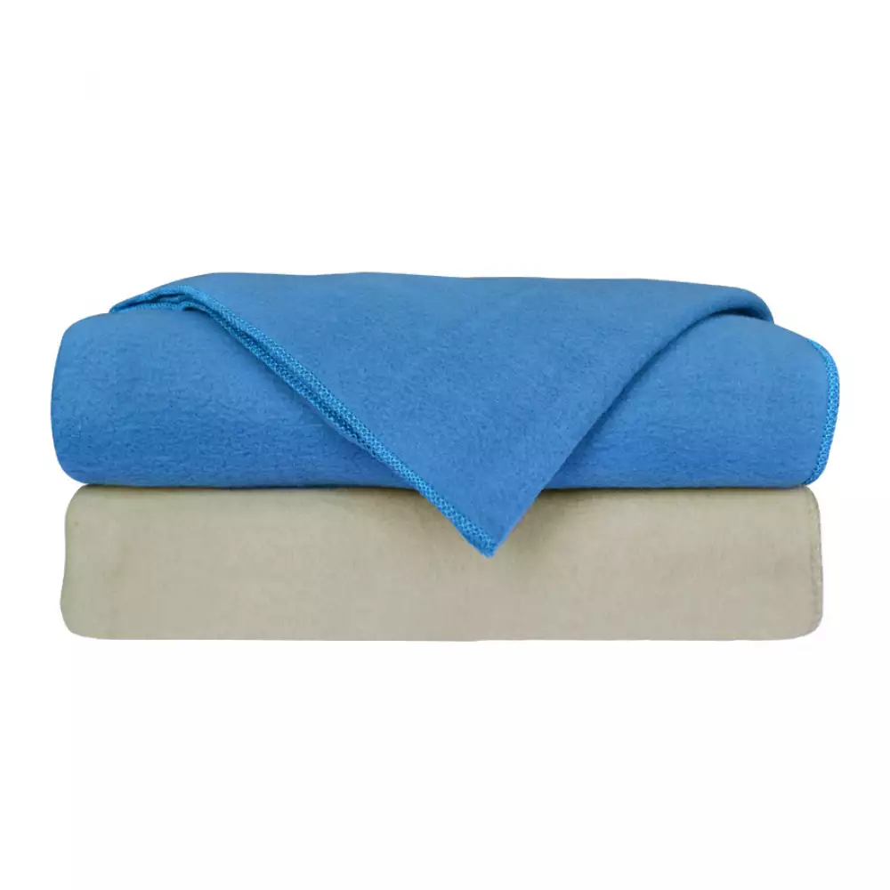 Set mantas x 2 fleece azul taupe 110x150cm 5508