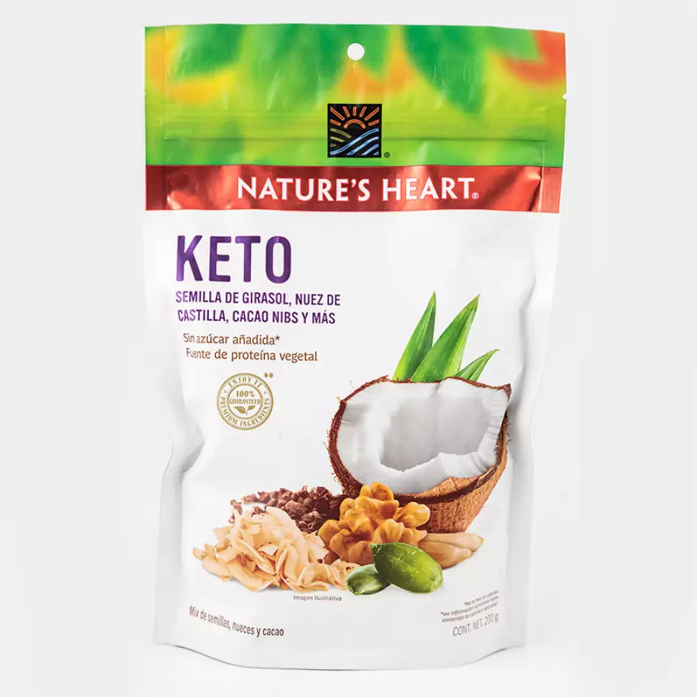 Snack Mixto Keto Natural Heart X 200Gr Nueces Cacao