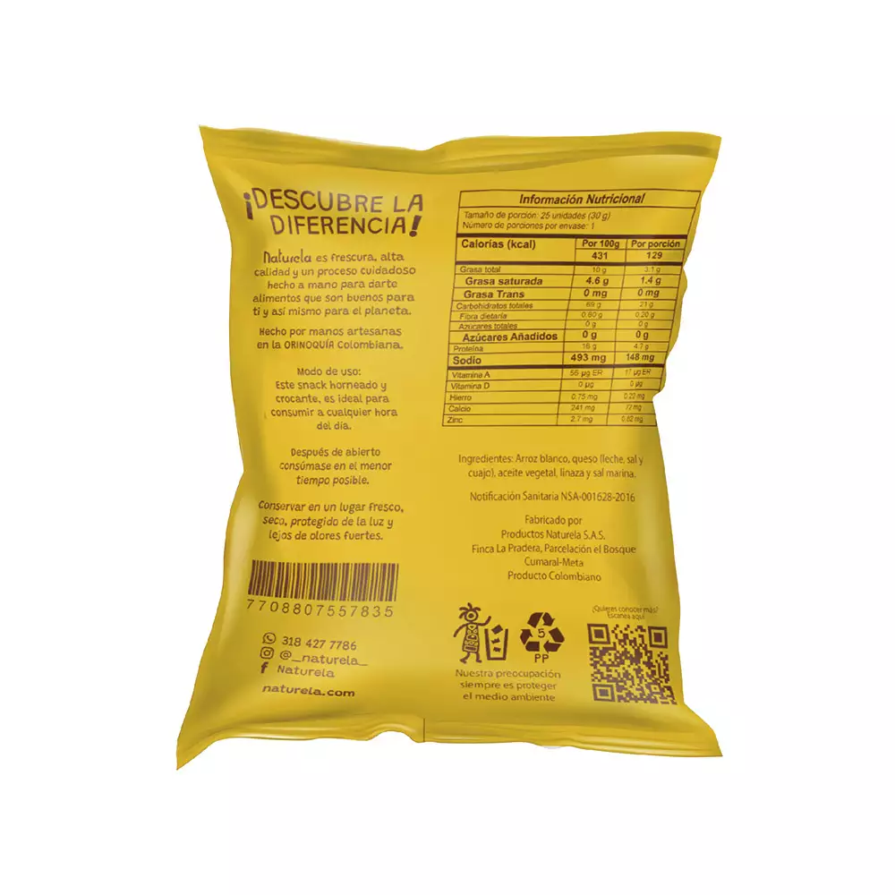 Snacks Arroz Naturela Semillas 30 Gr Queso Pt288