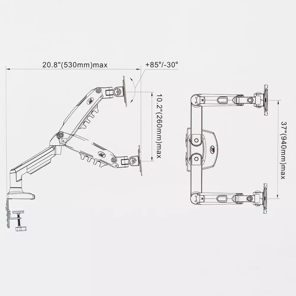 Soporte Para Dos Pantallas 17- 30 Pulgadas Nb 160