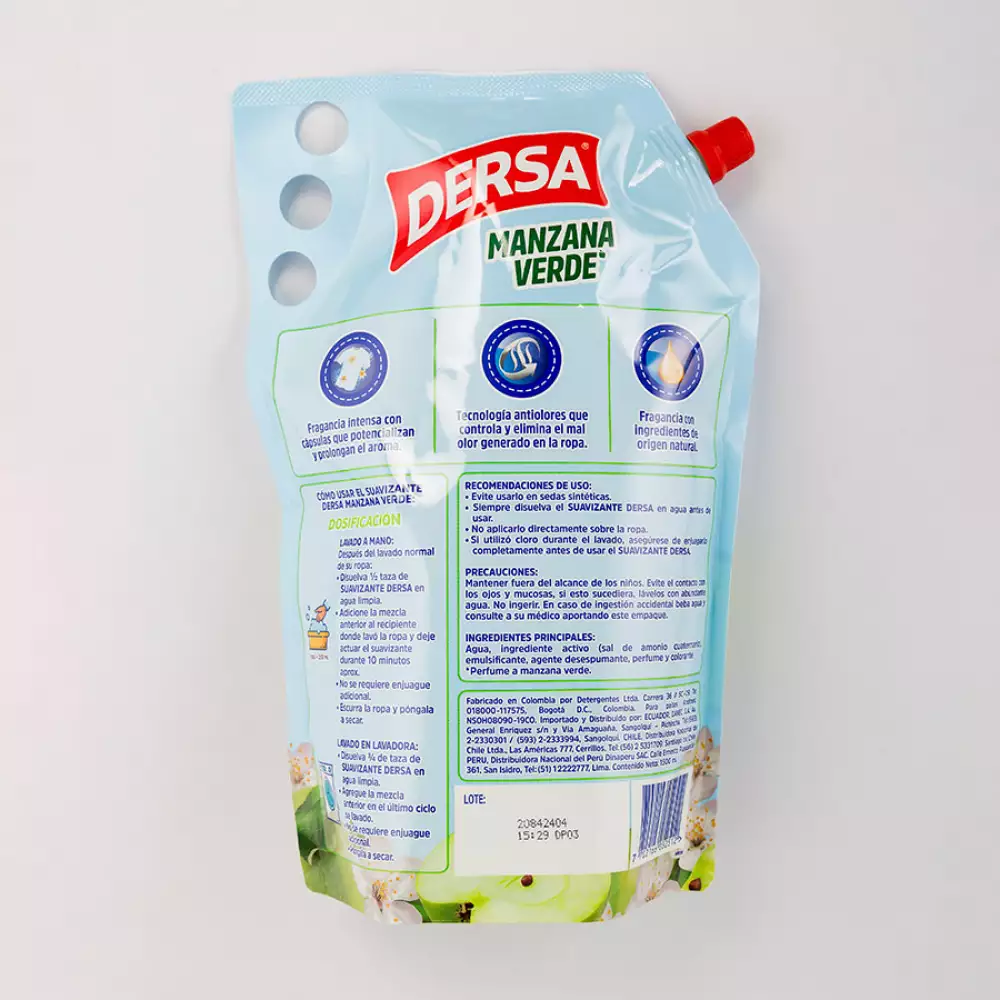 Suavizante Dersa 9766 Doy Pack 1500 Ml Manzana 17x30x8cm