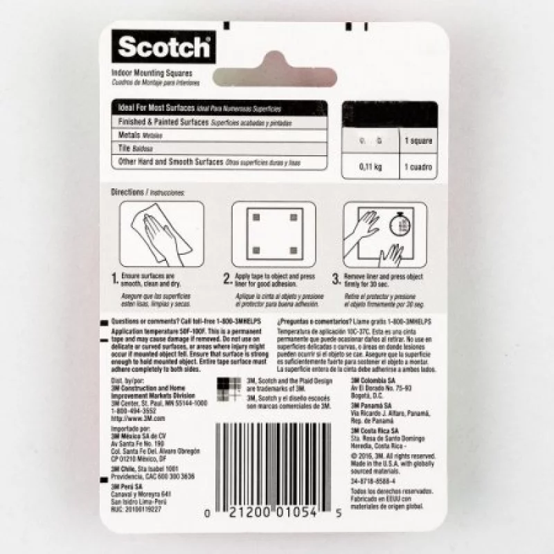 Sujeta Cuadro 3M 111S-Sq-16 7100090461 Adhesivo Doble Faz Scotch X