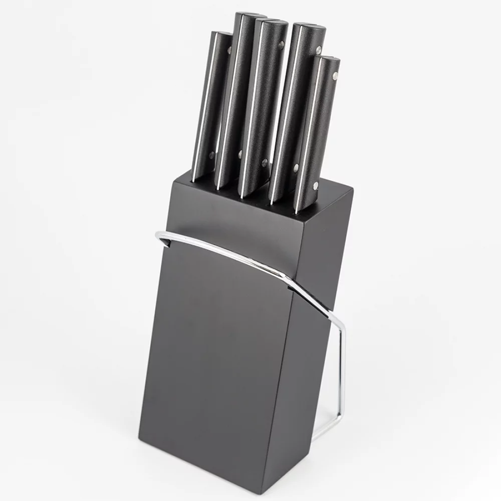 Taco + Cuchillos Expressions 36Cm Negro 6 Ud Acero