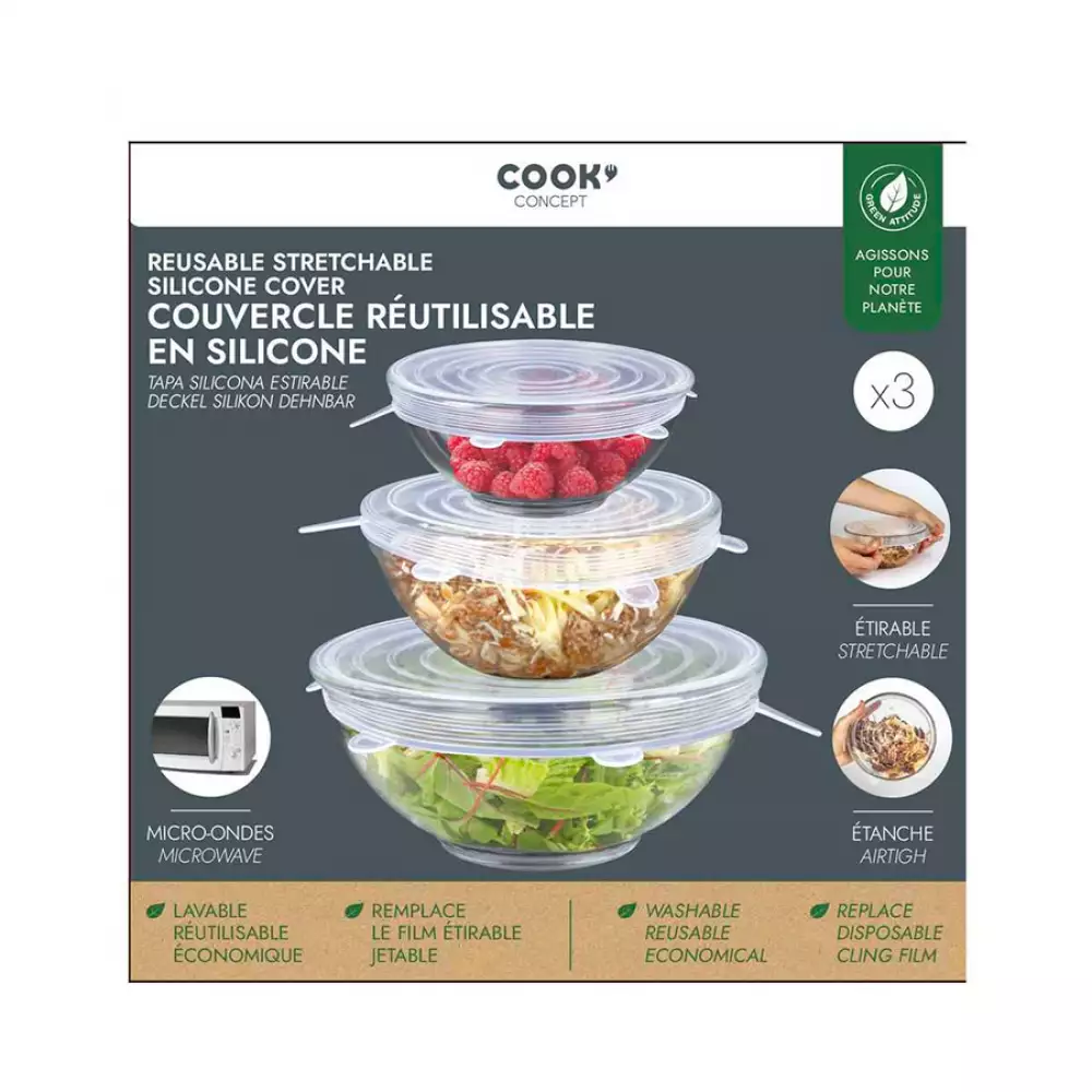 Tapa Cook Concept Setx3 En Silicona Elásticas Redondas Kb5938