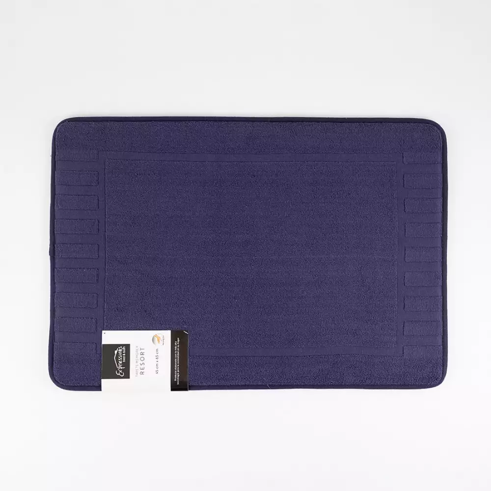 Tapete De Bano Expressions Memory 65X45Cm Azul Oscuro Algodon Md1