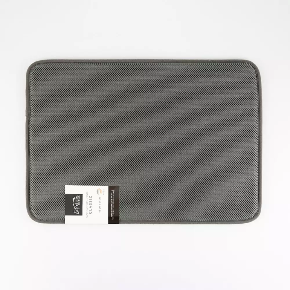 Tapete Expressions Antideslizante Class 61X43Cm Gris Poliester Md