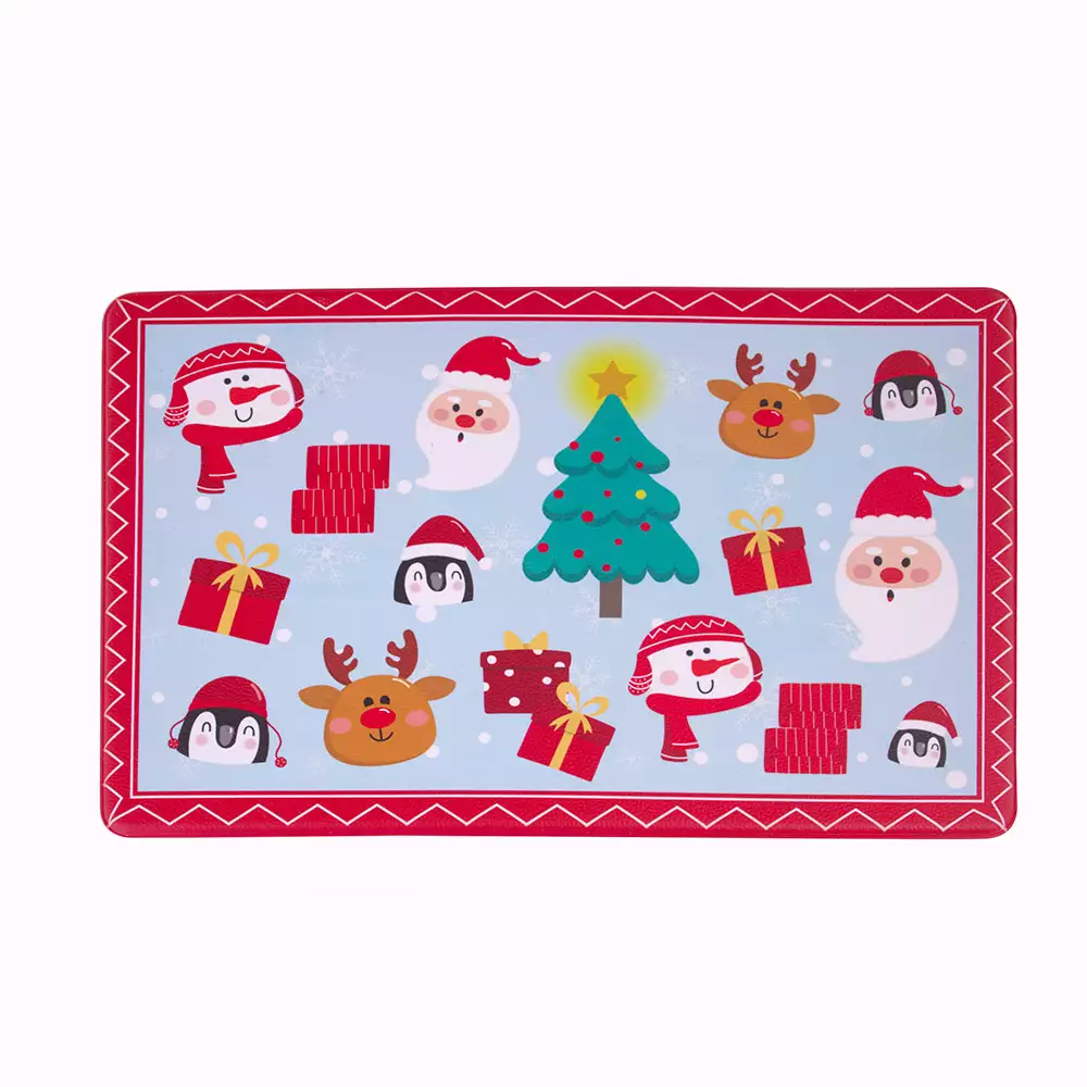 Tapete Miro Christmas Santa Y Amigos 60X40Cm Rojo Azul Pvc 831