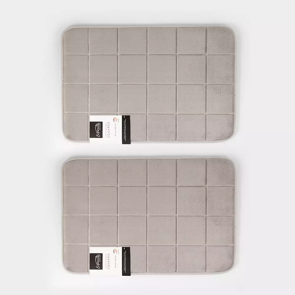 Tapetes De Bano Expressions Set 2 Ud 60X40Cm Gris Poliester 22937