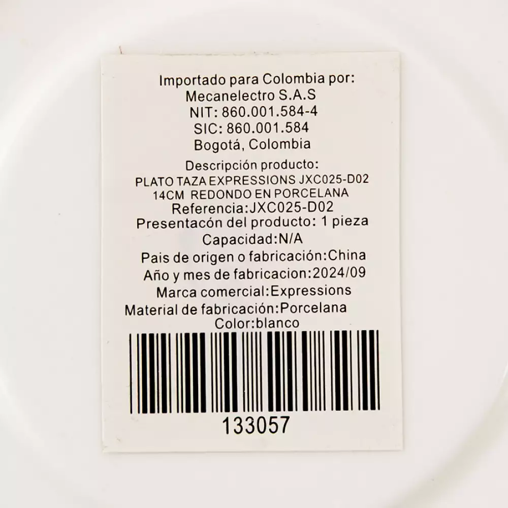 Taza + Plato Expressions Blanco 220 Ml Porcelana Jxc025-02