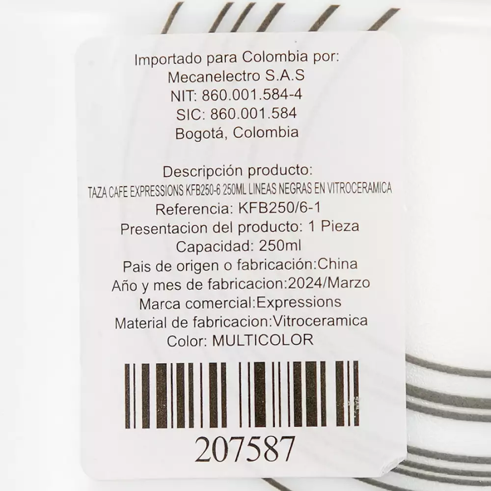 Taza Café Expressions 250Ml Semi Circulos En Vitrocerámica