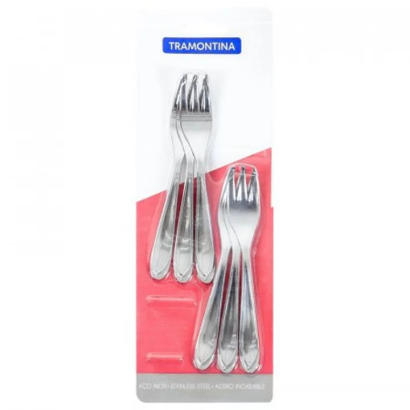 Tenedor Tramontina 66906141 6Pz Aurora Para Postre En Acero Inoxid