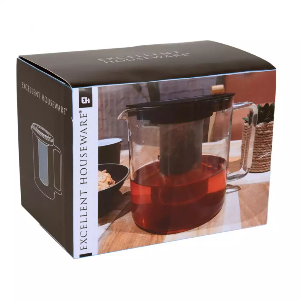 Tetera excellent houseware filtro 1300ml en vidrio 170483340