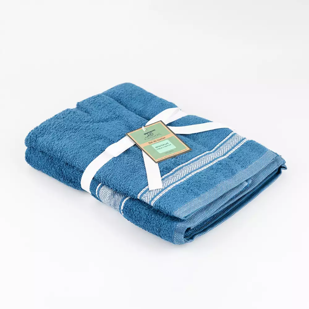 Toalla Cannon Benny 70X140Cm 40X70Cm Azul 500 Gr 2 Ud Algodon