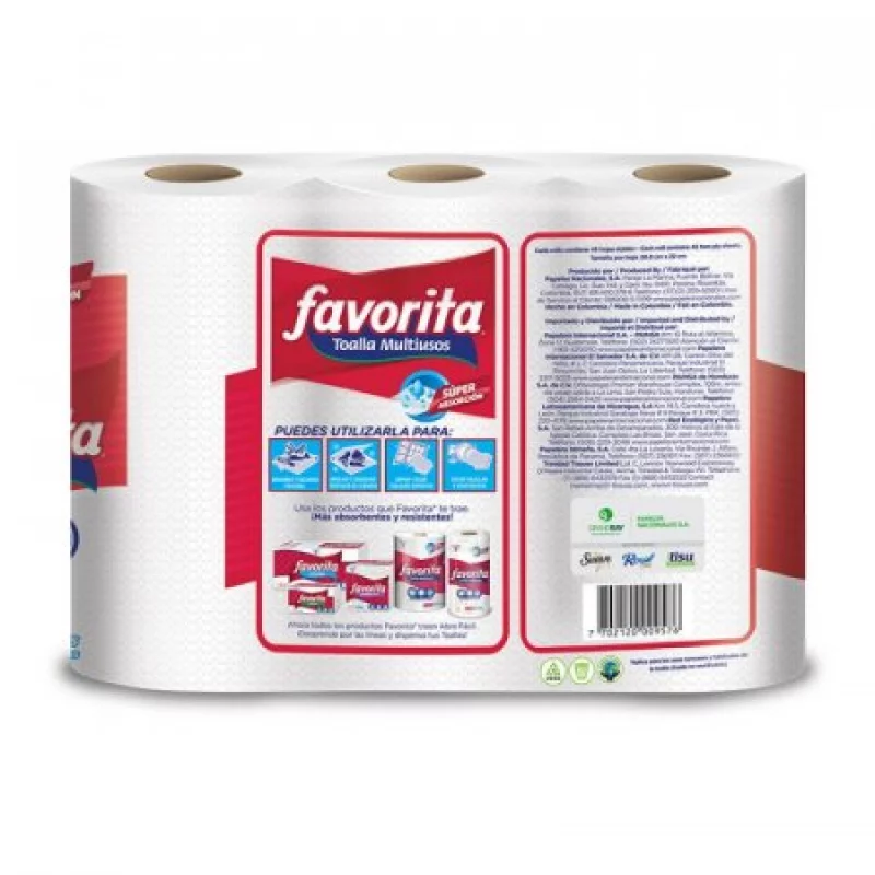 Toalla Cocina Favorita 60412C17 45 Hojas 3 Rollos