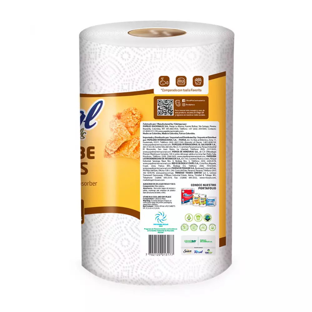 Toalla Cocina Rosal 80 Hojas Triples Absorbe Grasa