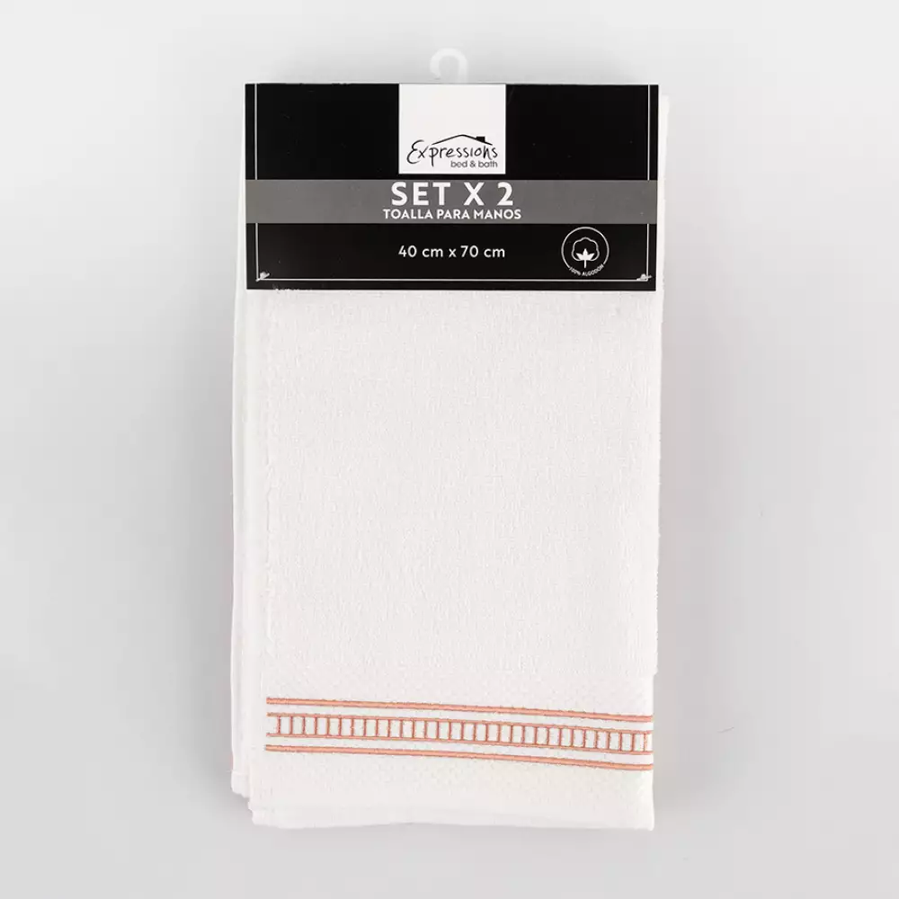 Toallas Manos Expressions   70X40 Rosa 2 Ud Algodon