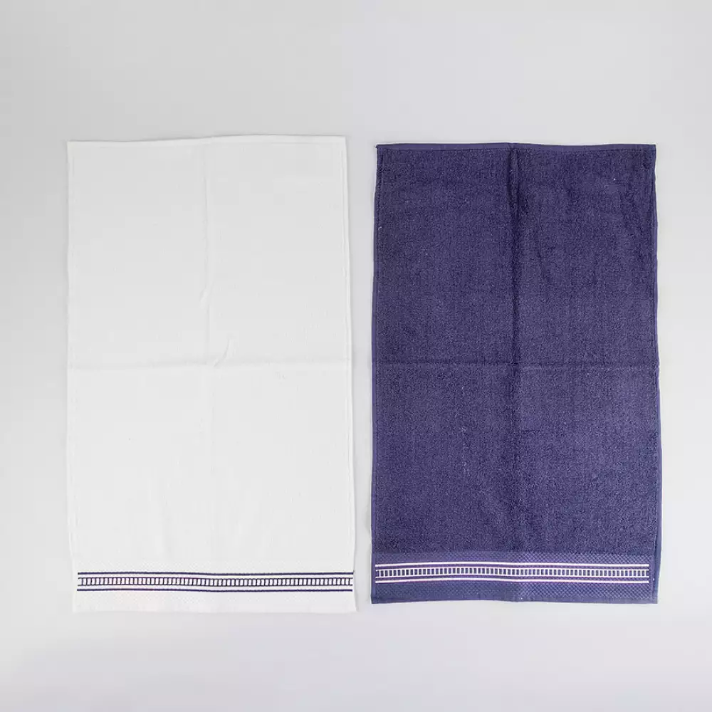 Toallas Manos Expressions 70X40Cm Azul Oscuro 2 Ud Algodon Toshi