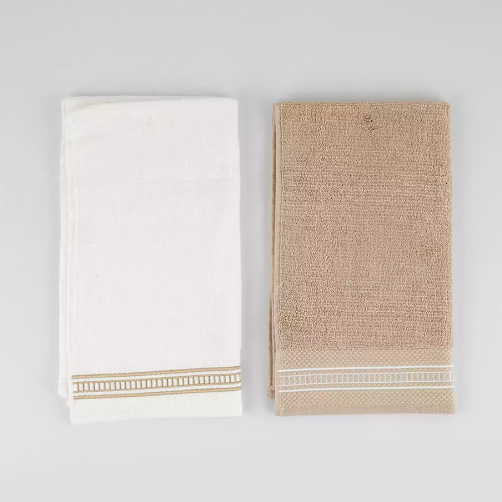 Toallas Manos Expressions 70X40Cm Taupe 2 Ud Algodon Toshinstau