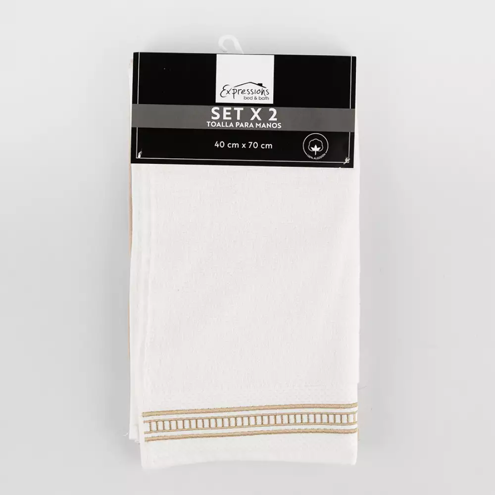 Toallas Manos Expressions 70X40Cm Taupe 2 Ud Algodon Toshinstau