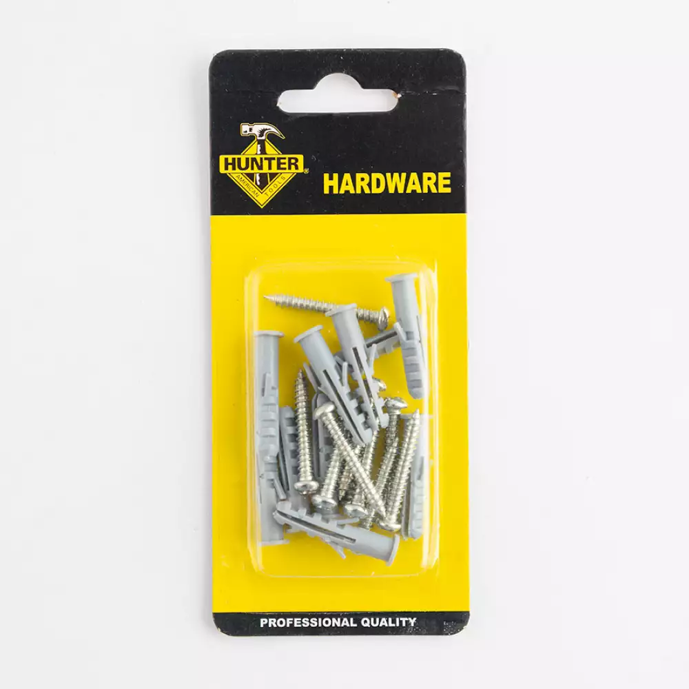 Tornillo Y Chazo Hunter F-1624 Plastico 3.5X25 No.5 20 Piezas