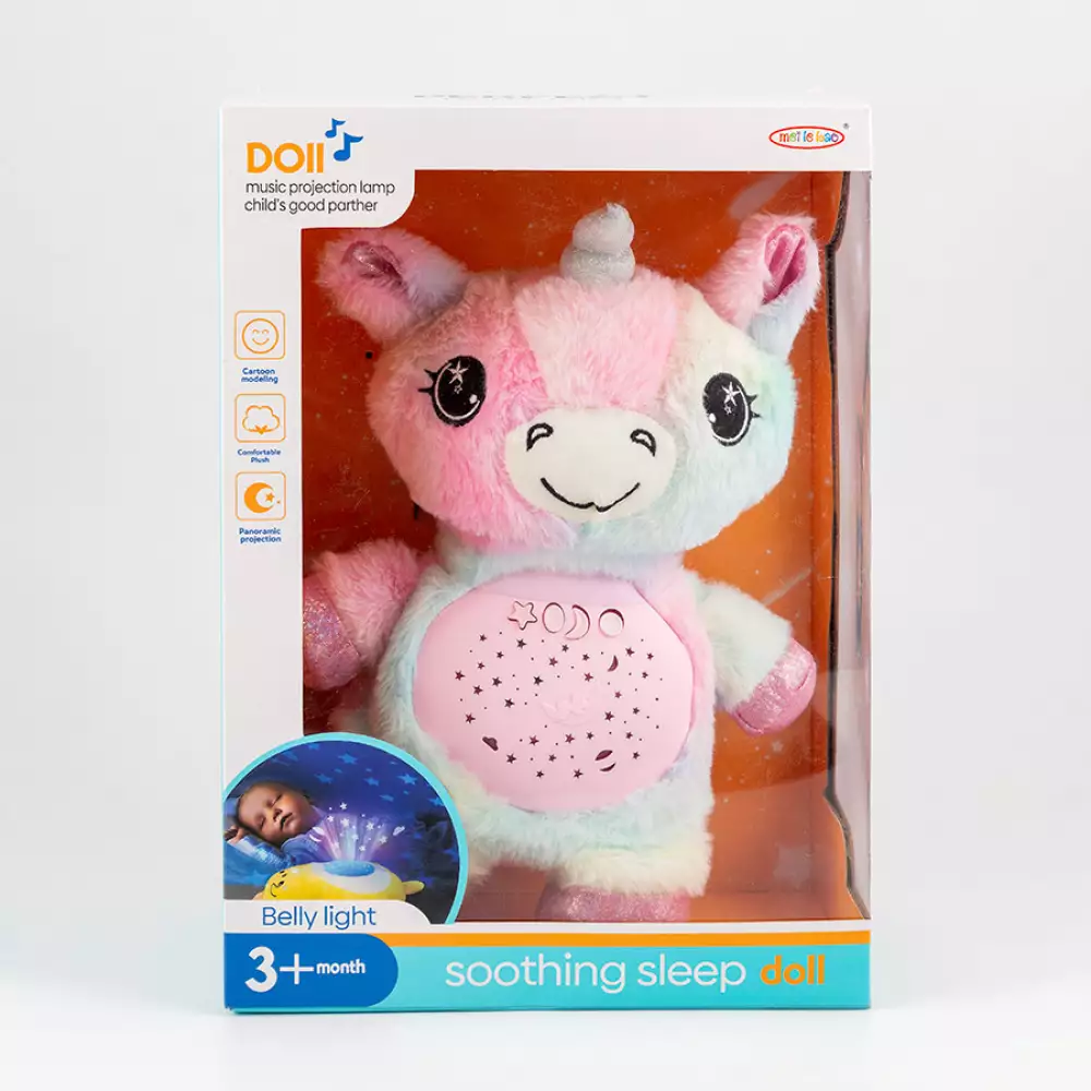 Unicornio Maypa Proyector Luz Y Soni 25X13Cm Rosado Plastico