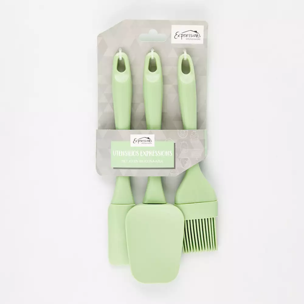 Utensilios Expressions Set X3 En Silicona Verde