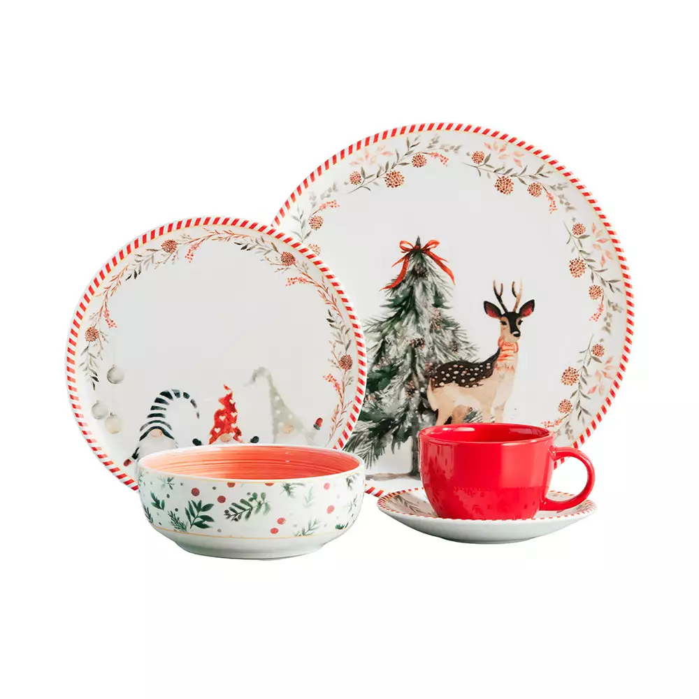 Vajilla Corona Ilusion Navidad Surtido 16 Pz Ceramica Vl117J04