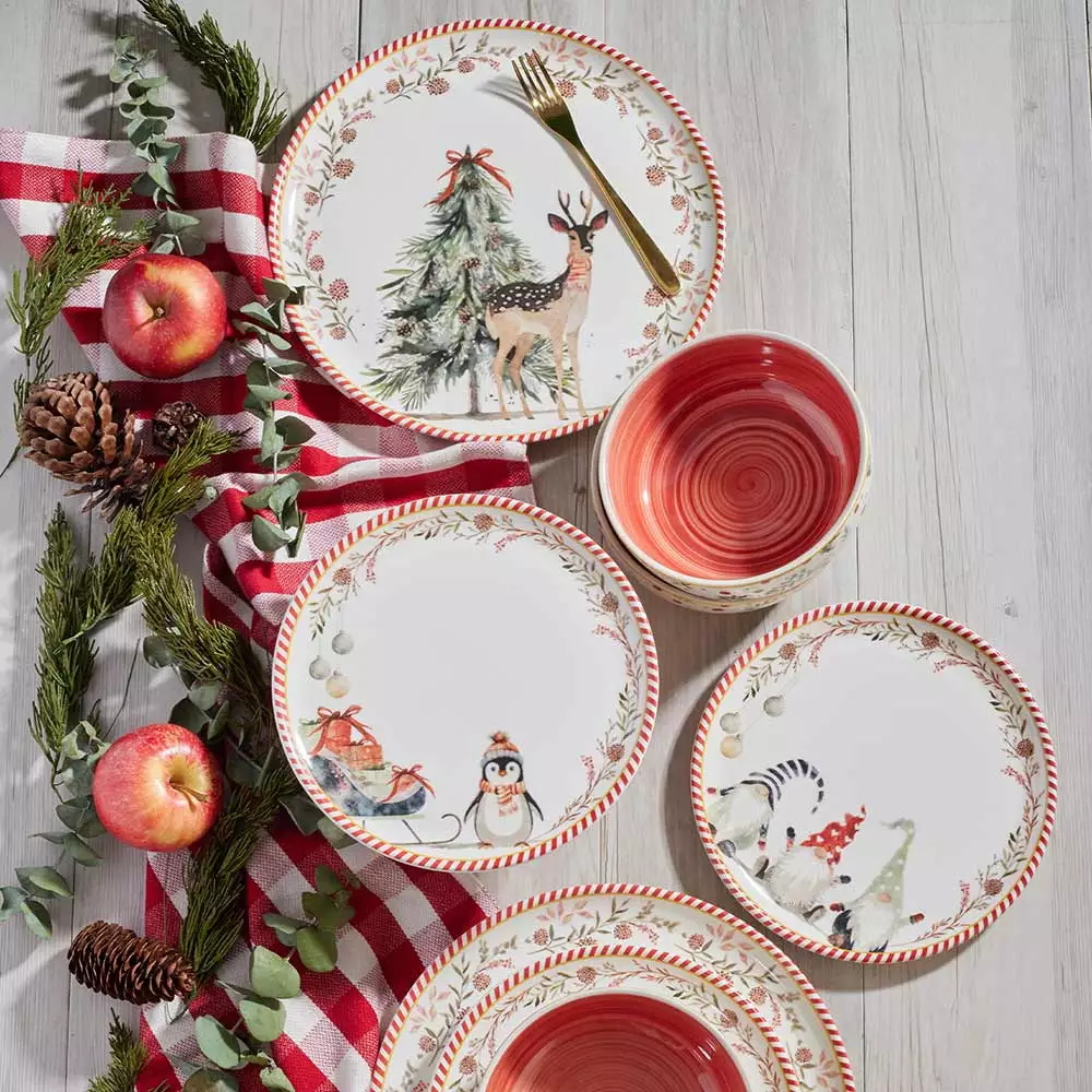 Vajilla Corona Ilusion Navidad Surtido 16 Pz Ceramica Vl117J04