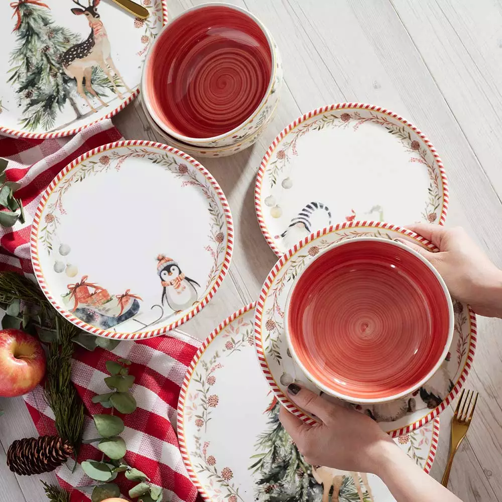 Vajilla Corona Ilusion Navidad Surtido 16 Pz Ceramica Vl117J04