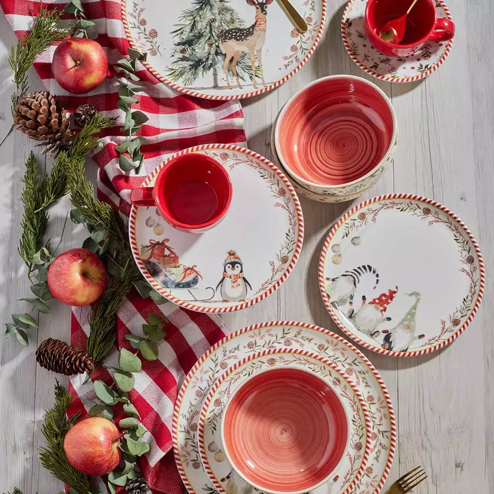 Vajilla Corona Ilusion Navidad Surtido 16 Pz Ceramica Vl117J04