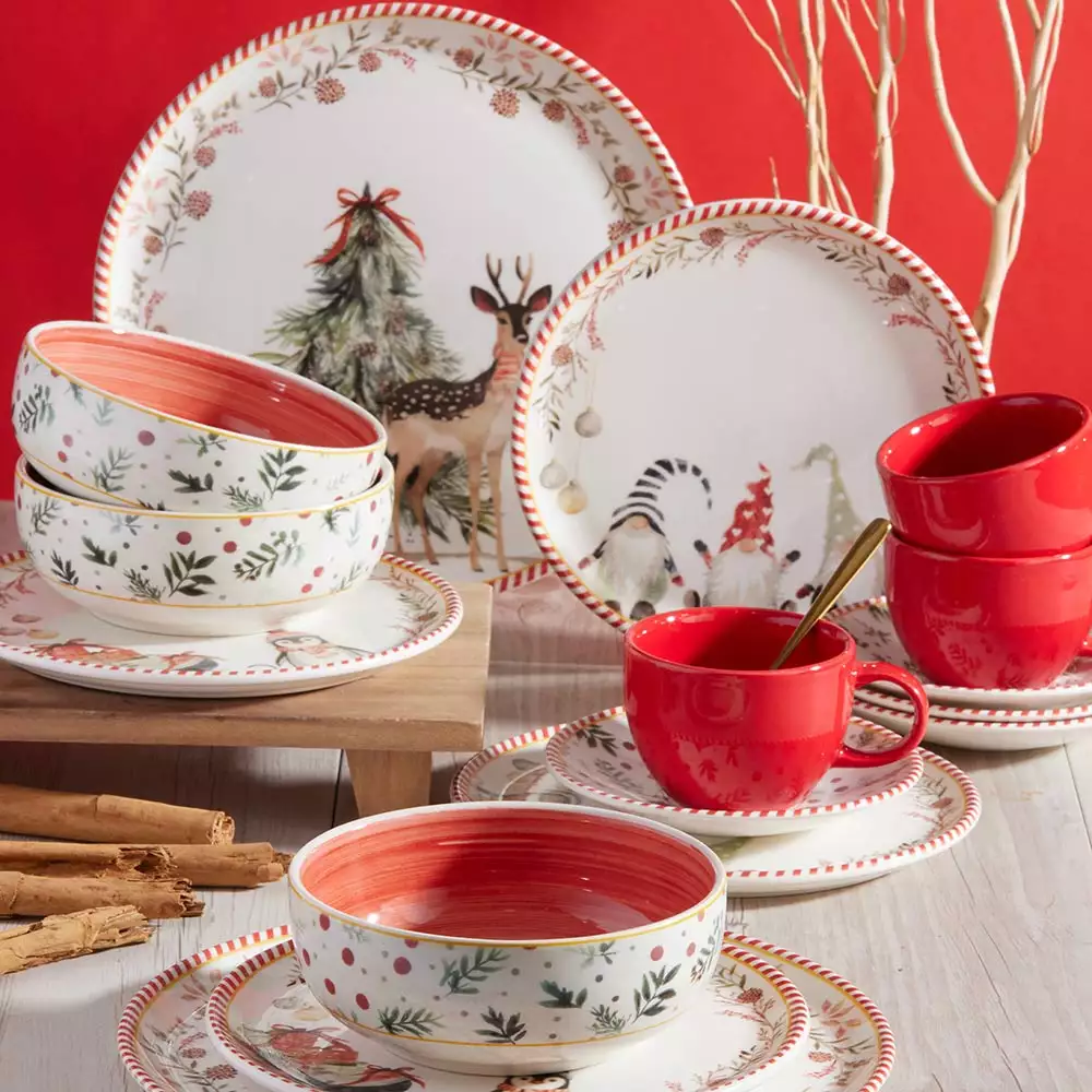 Vajilla Corona Ilusion Navidad Surtido 16 Pz Ceramica Vl117J04