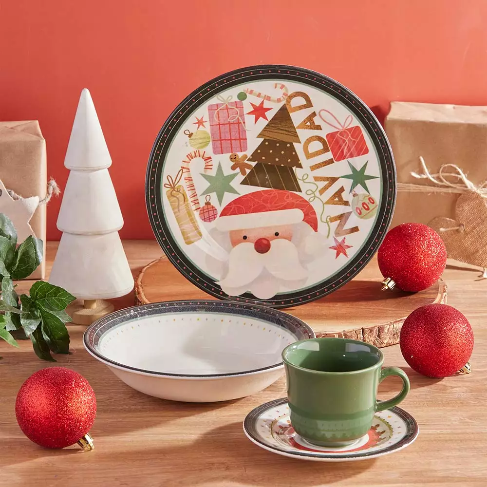 Vajilla Corona Santa Dream Navidad Surtido 16 Pz Ceramica Vl150K040116