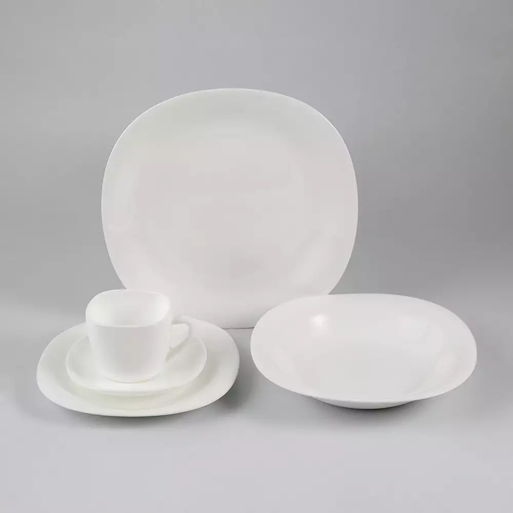 Vajilla Expressions Semi Cuadrada Blanco 20 Pz Vidrio Opal NF20-0T WHITE