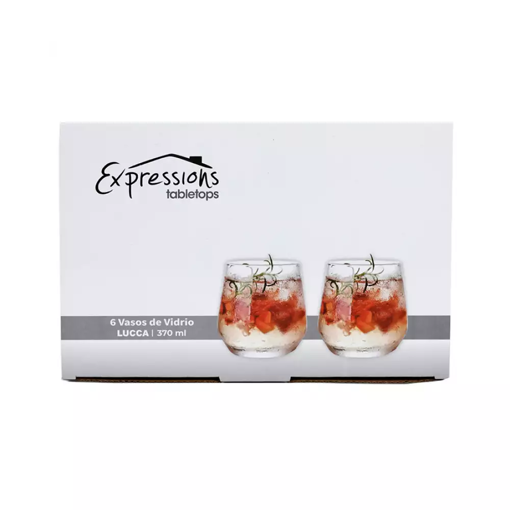 Vaso Expressions Lucca Transparente 370 Ml 6 Pz Vidrio Bmhs7018-2