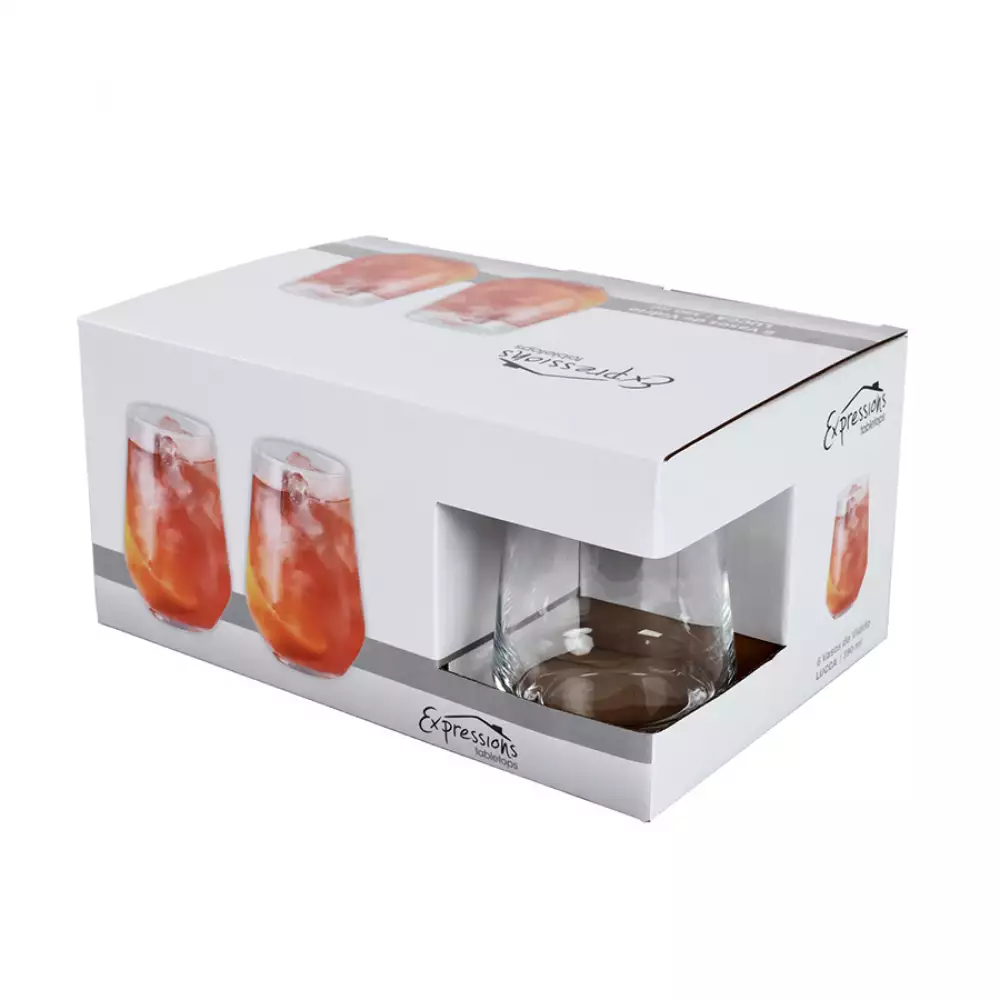 Vaso Expressions Lucca Transparente 390 Ml 6 Pz Vidrio Bmhs7018-1