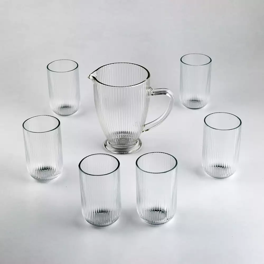 Vaso Largo + Jarra Expressions Siena 419 Ml 7 Pz Vidrio