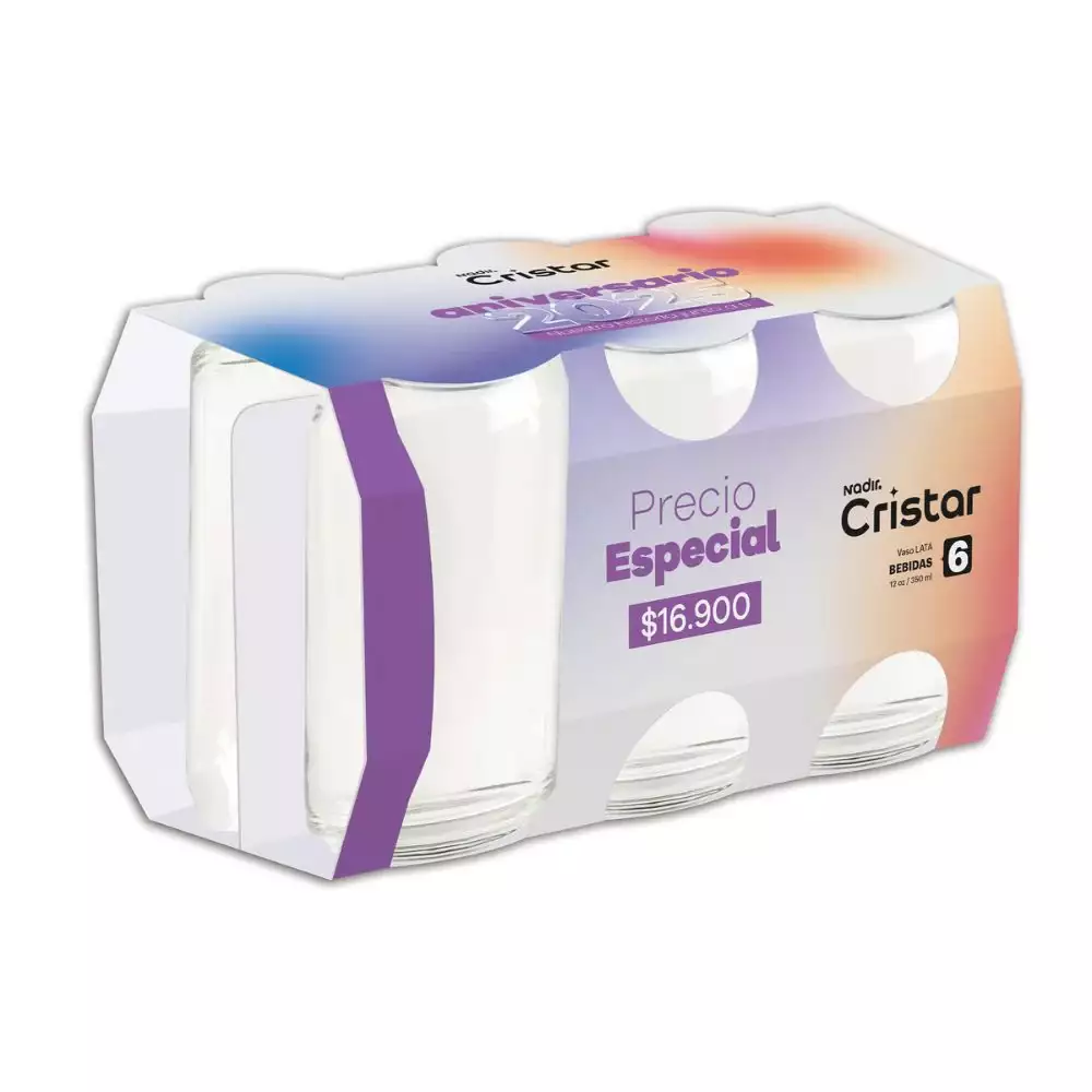 Vaso Largo Cristar Can Glass 355 Ml 6 Pz Vidrio 0919Cl6Aniv25